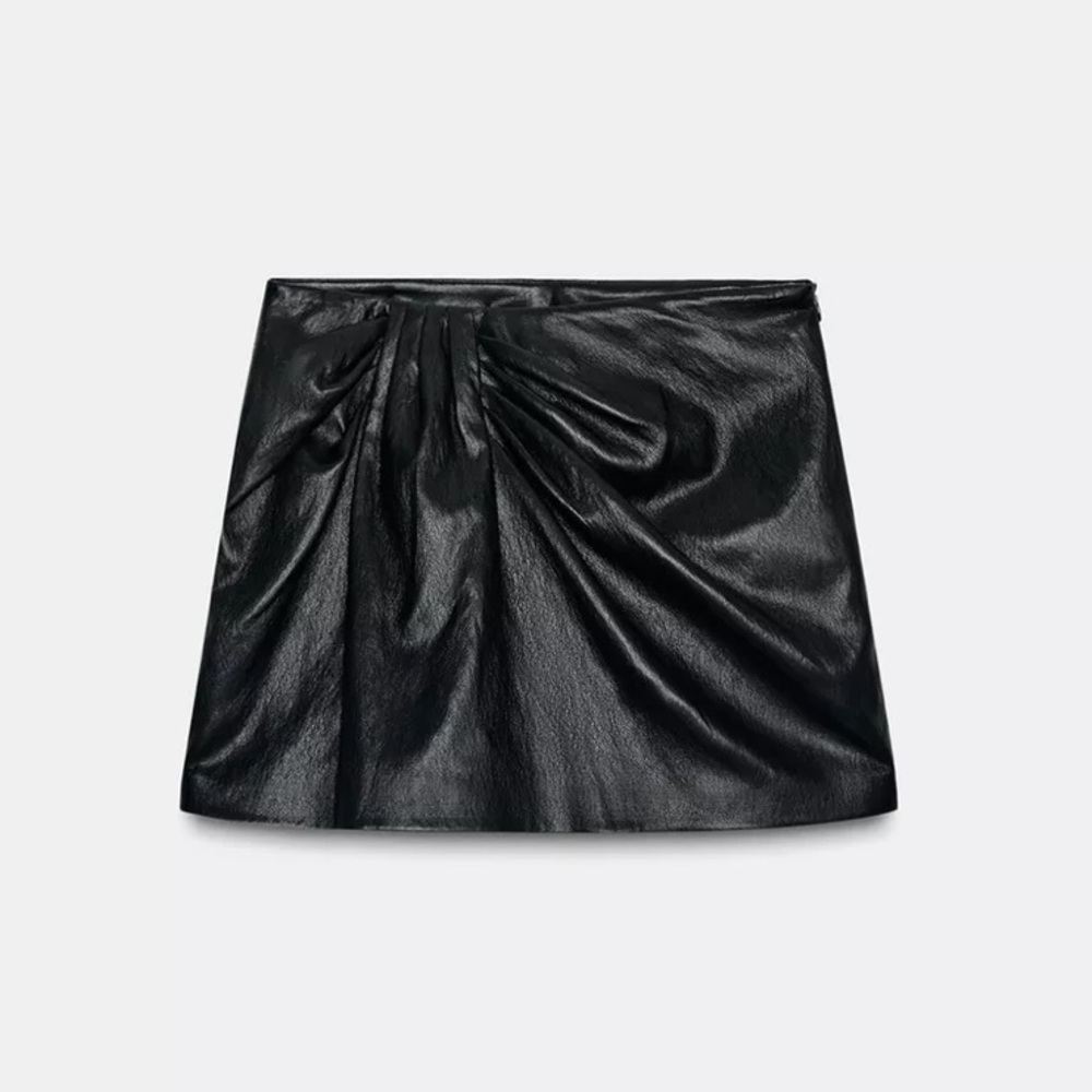 Zara ruched faux leather mini skirt / skort /shirts